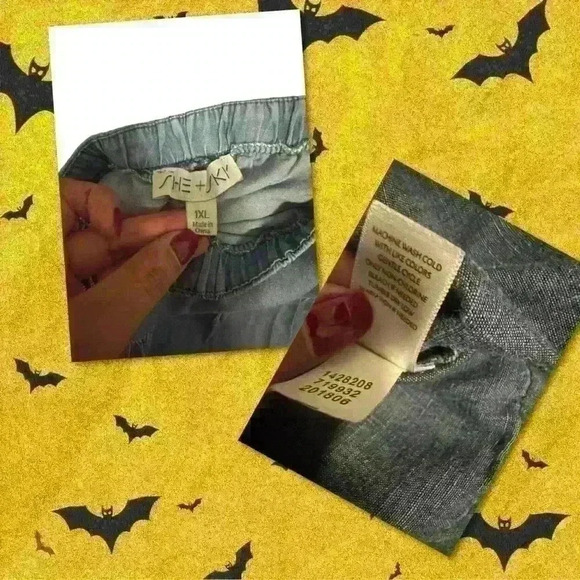 She + Sky Chambray Puff Sleeve Dress 1XL - Picture 2 of 3